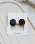 Medium Fabric Covered Stud Button Earrings