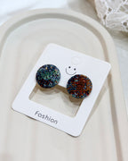 Medium Fabric Covered Stud Button Earrings