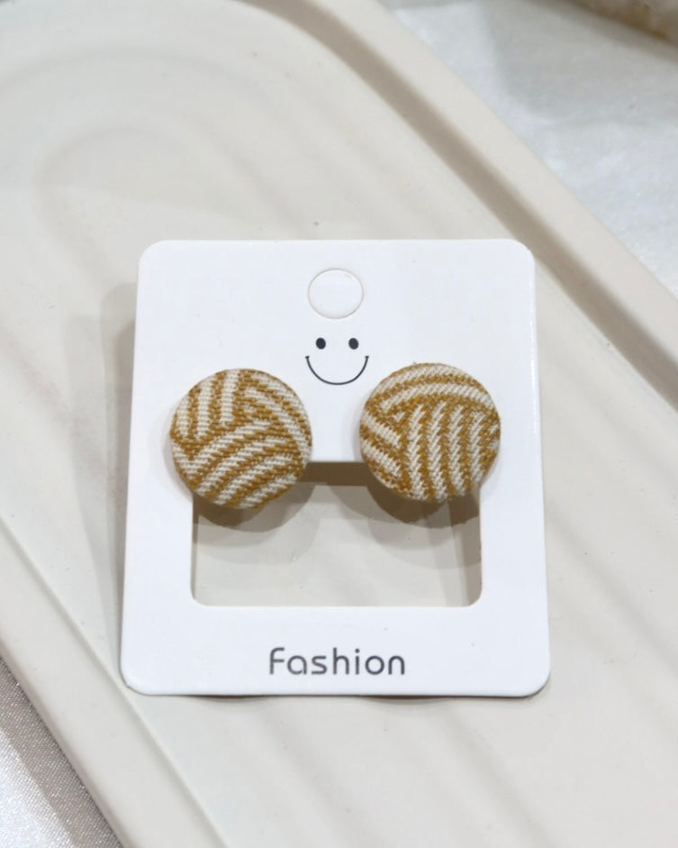 Medium Fabric Covered Stud Button Earrings