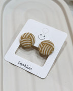 Medium Fabric Covered Stud Button Earrings