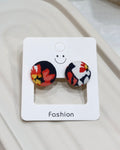Medium Fabric Covered Stud Button Earrings