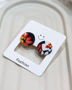 Medium Fabric Covered Stud Button Earrings