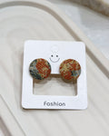 Medium Fabric Covered Stud Button Earrings