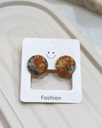 Medium Fabric Covered Stud Button Earrings