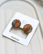 Medium Fabric Covered Stud Button Earrings