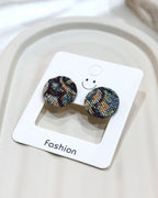 Medium Fabric Covered Stud Button Earrings