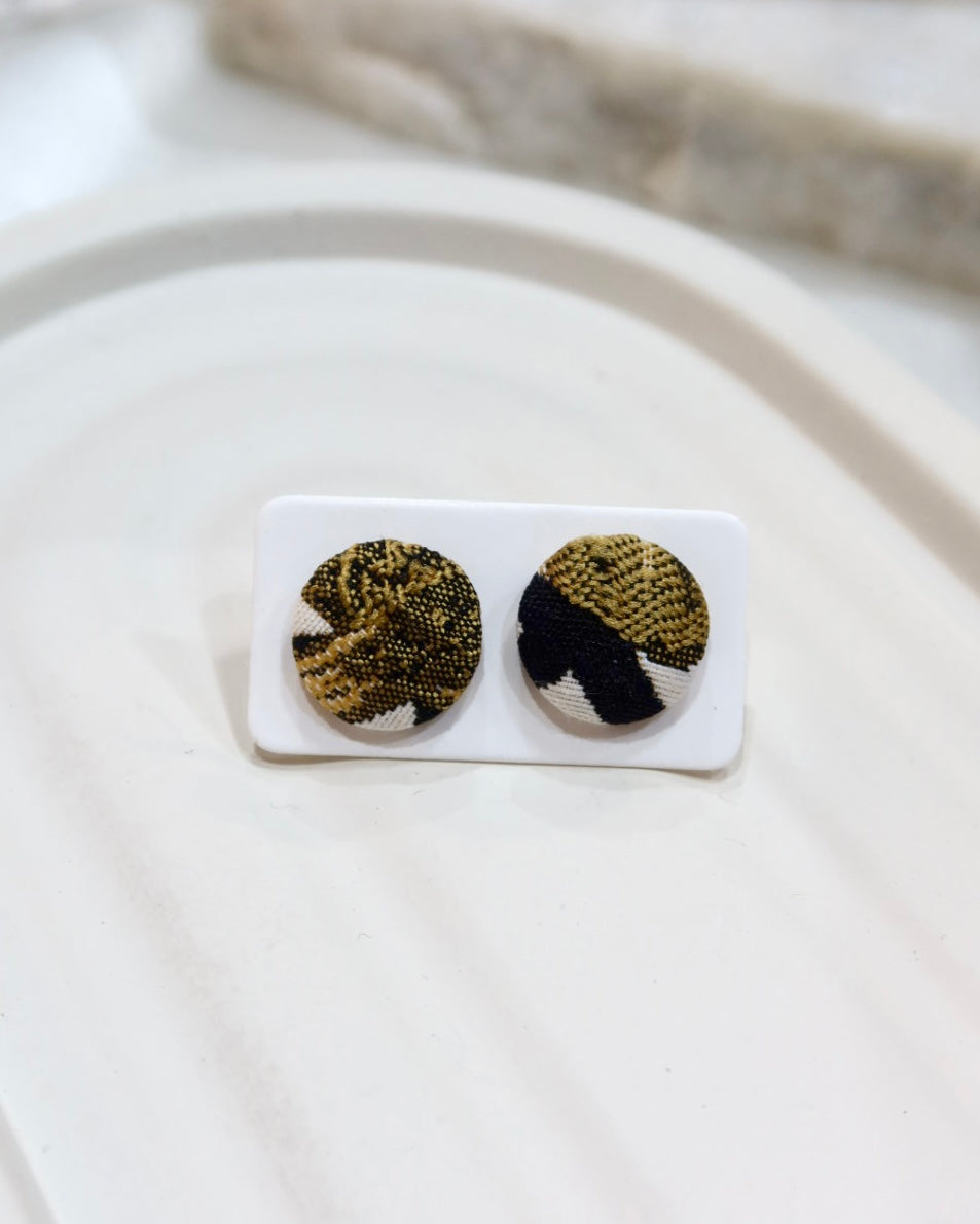 Small Fabric Covered Stud Button Earrings