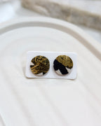 Small Fabric Covered Stud Button Earrings