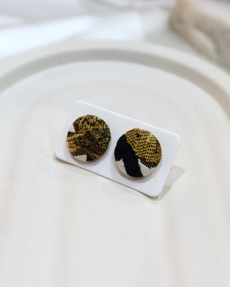 Small Fabric Covered Stud Button Earrings