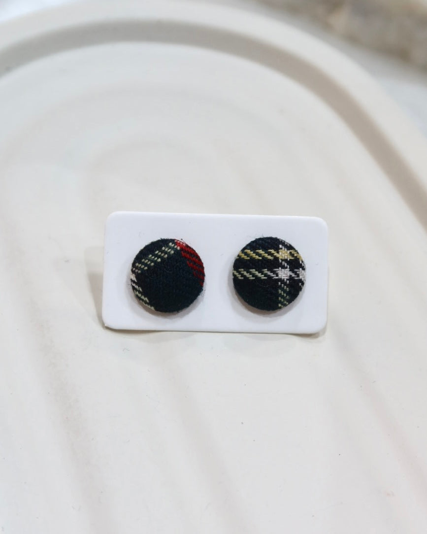 XSmall Fabric Covered Stud Button Earrings