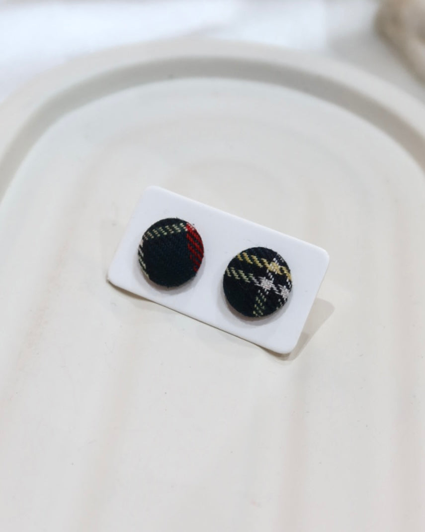 XSmall Fabric Covered Stud Button Earrings
