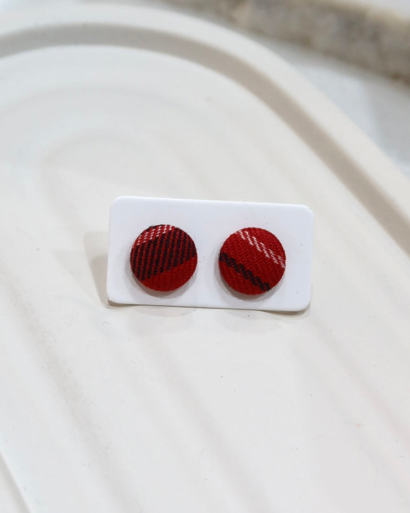 XSmall Fabric Covered Stud Button Earrings
