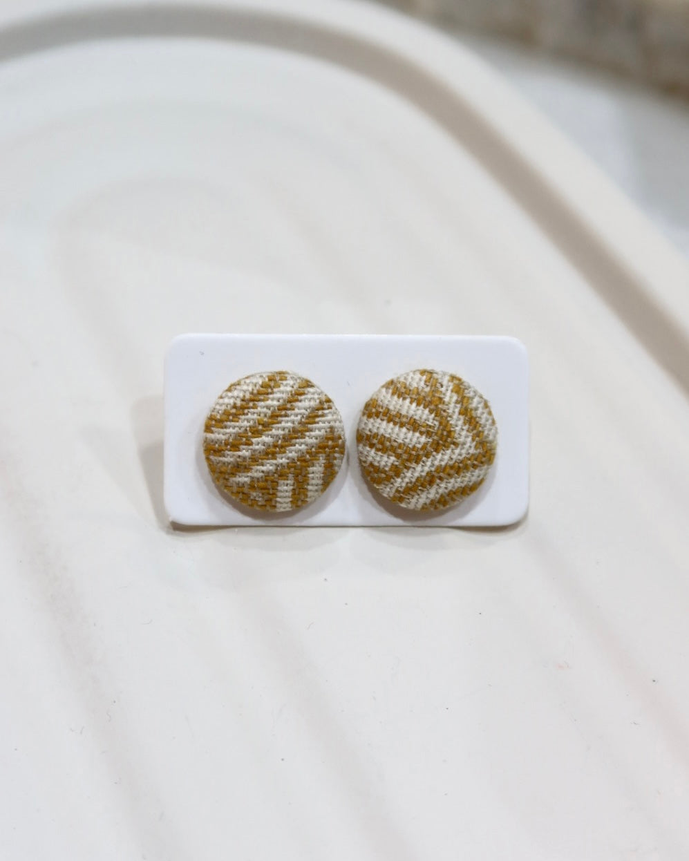 Small Fabric Covered Stud Button Earrings