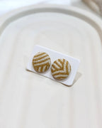 Small Fabric Covered Stud Button Earrings