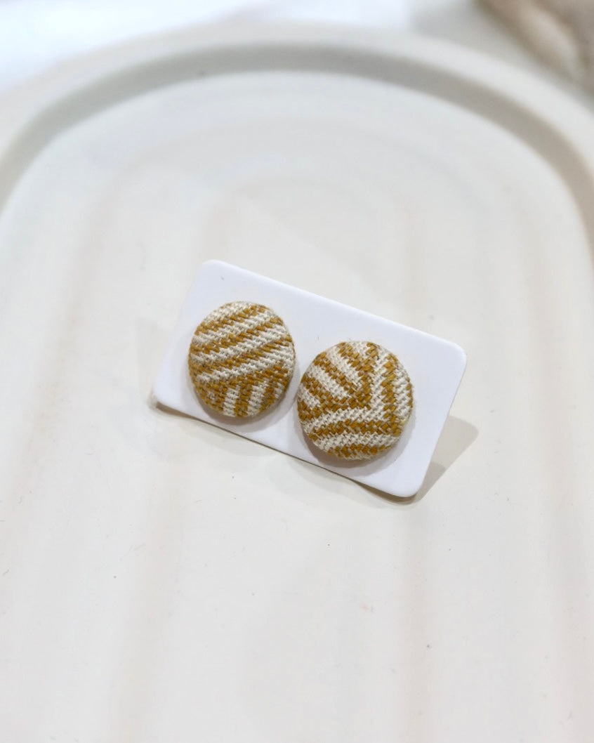 Small Fabric Covered Stud Button Earrings