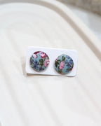 Small Fabric Covered Stud Button Earrings