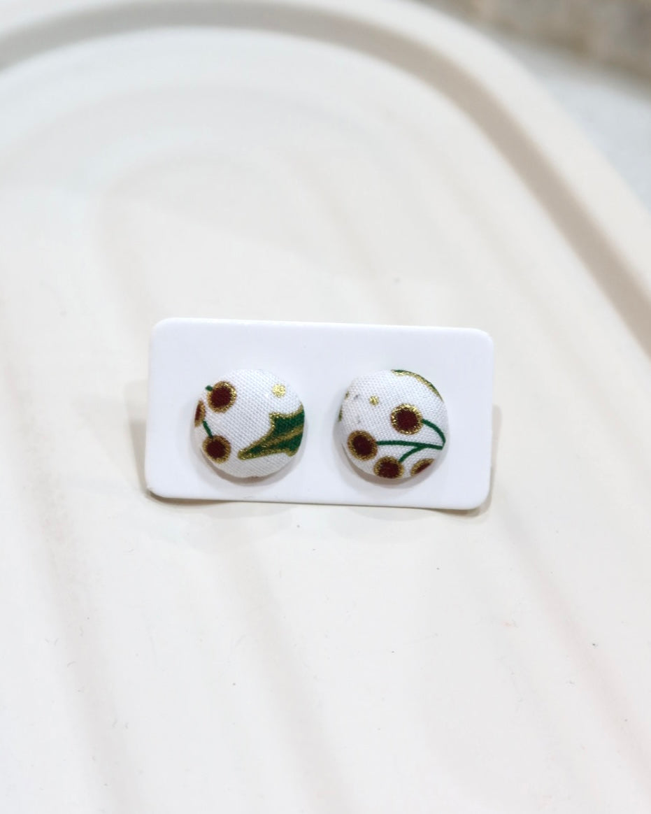 XSmall Fabric Covered Stud Button Earrings