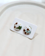 XSmall Fabric Covered Stud Button Earrings