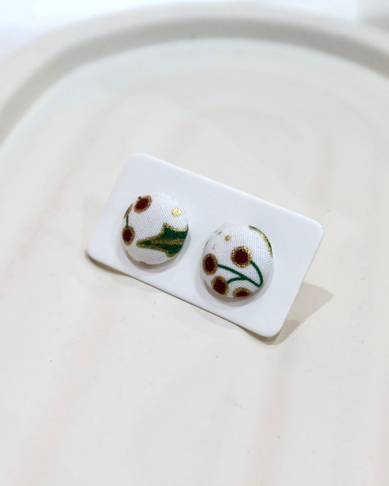 XSmall Fabric Covered Stud Button Earrings