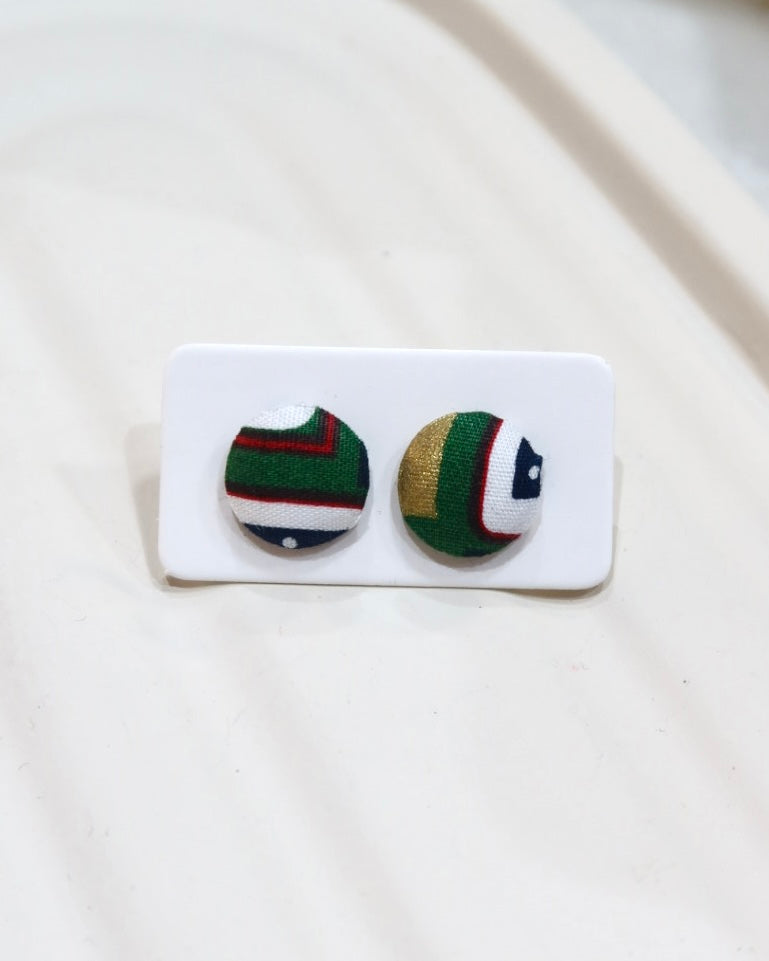 XSmall Fabric Covered Stud Button Earrings