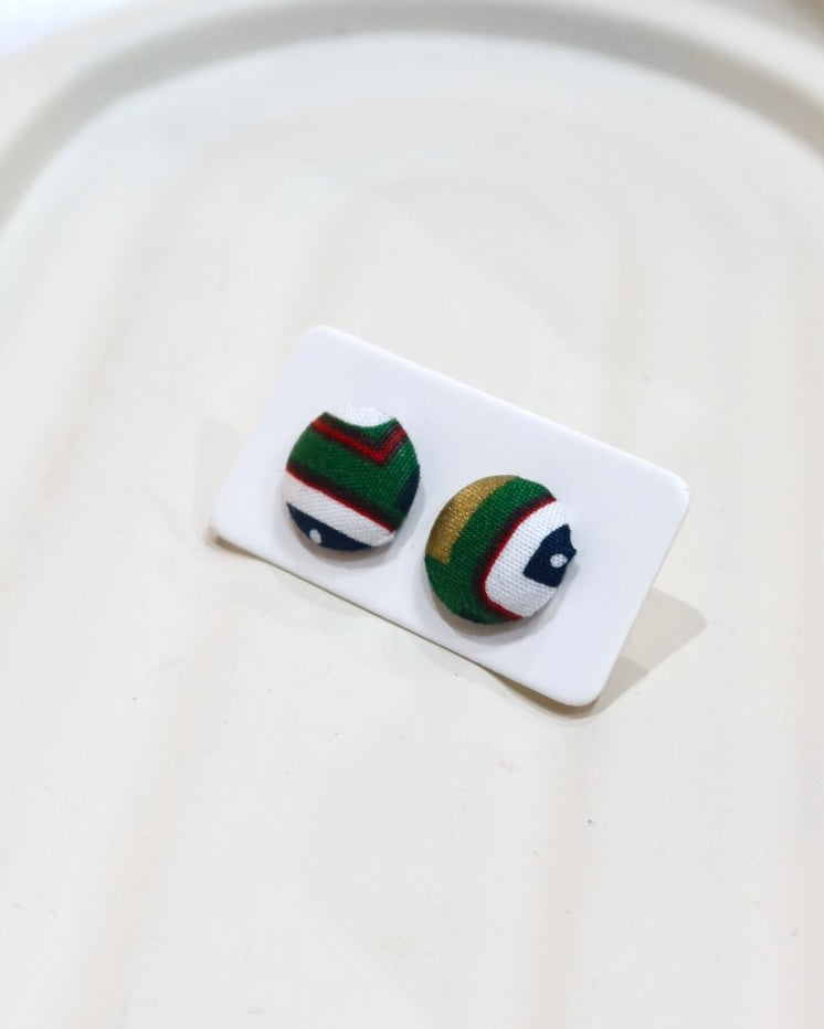 XSmall Fabric Covered Stud Button Earrings
