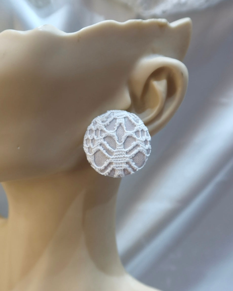 XL Fabric Covered Stud Button Earrings