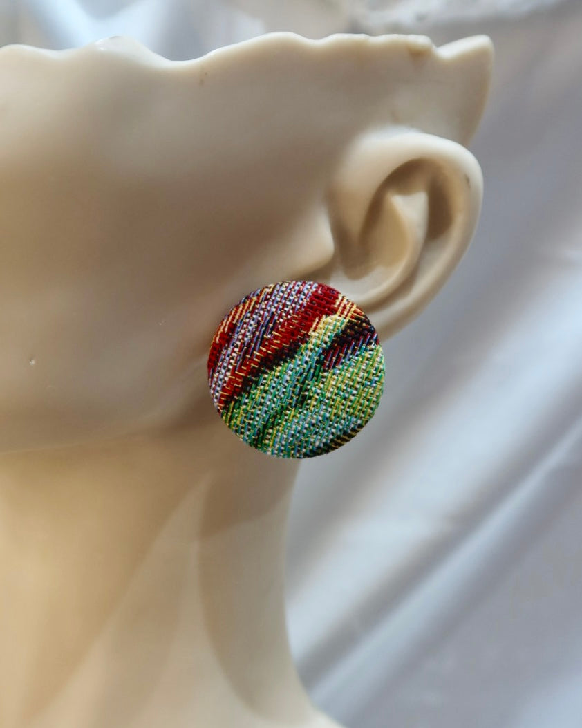 XL Fabric Covered Stud Button Earrings