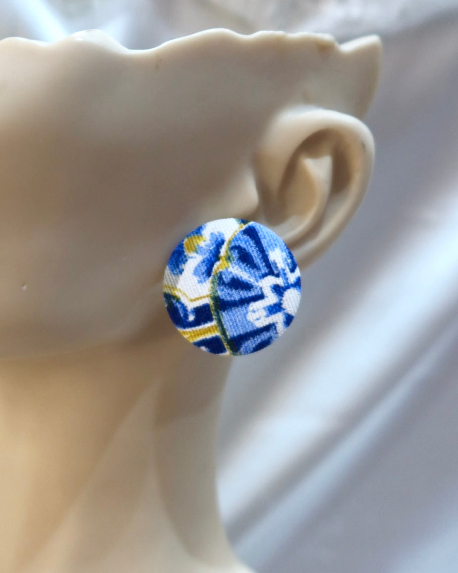 XL Fabric Covered Stud Button Earrings