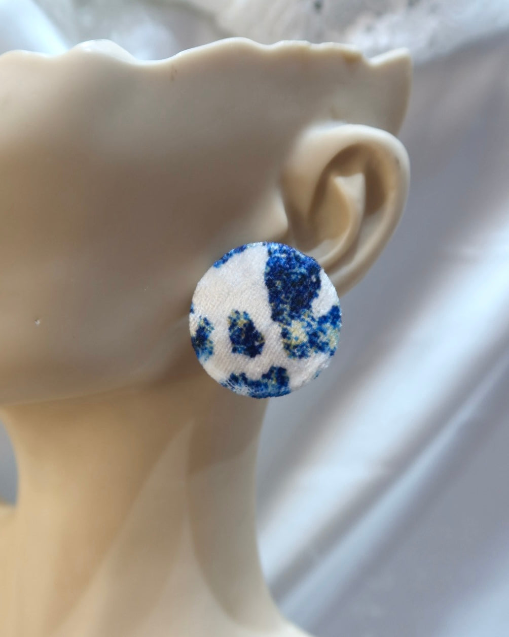XL Fabric Covered Stud Button Earrings
