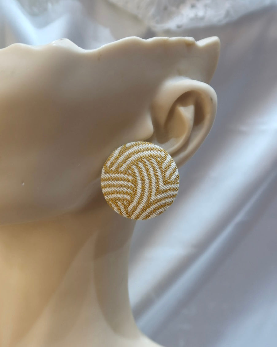 XL Fabric Covered Stud Button Earrings