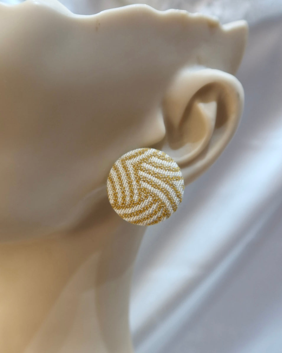 Large Fabric Covered Stud Button Earrings