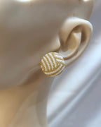 Medium Fabric Covered Stud Button Earrings