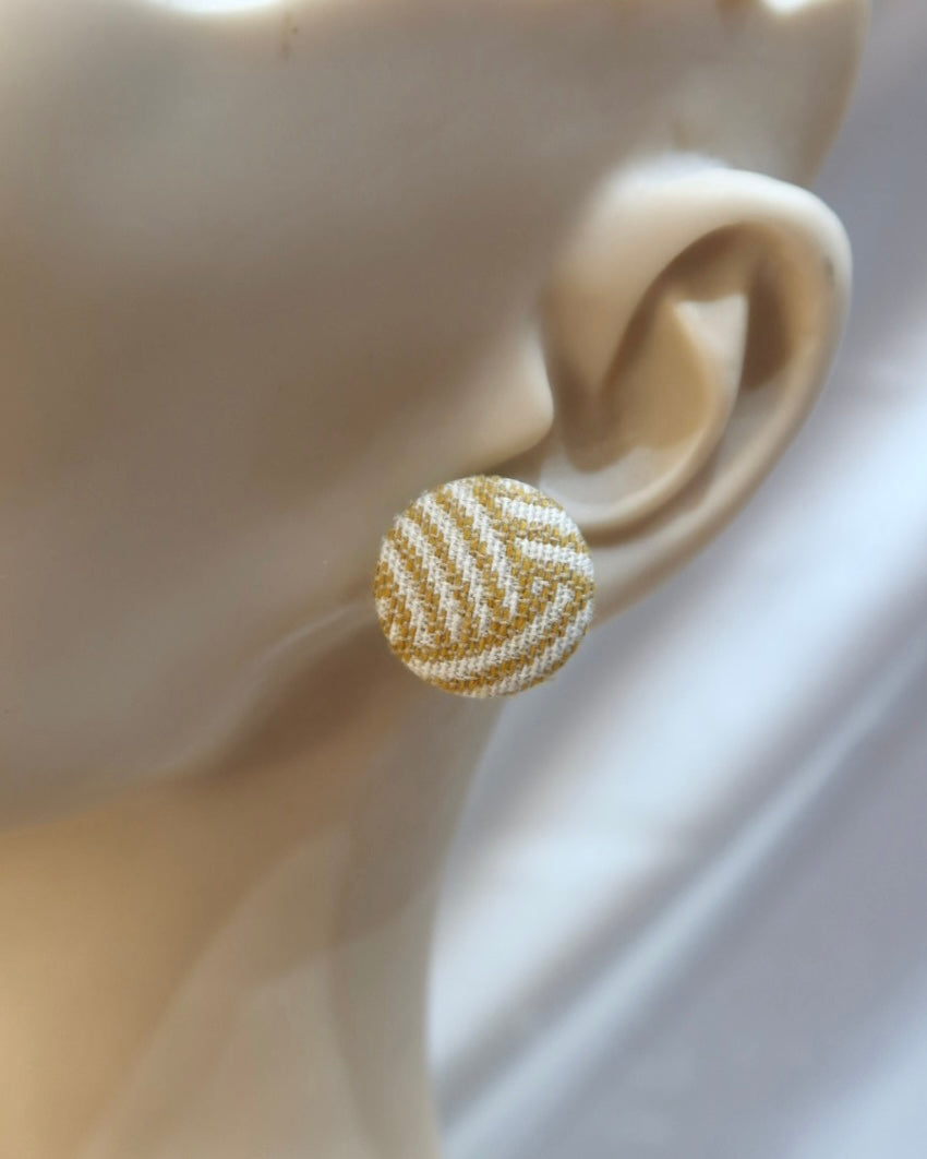 Medium Fabric Covered Stud Button Earrings