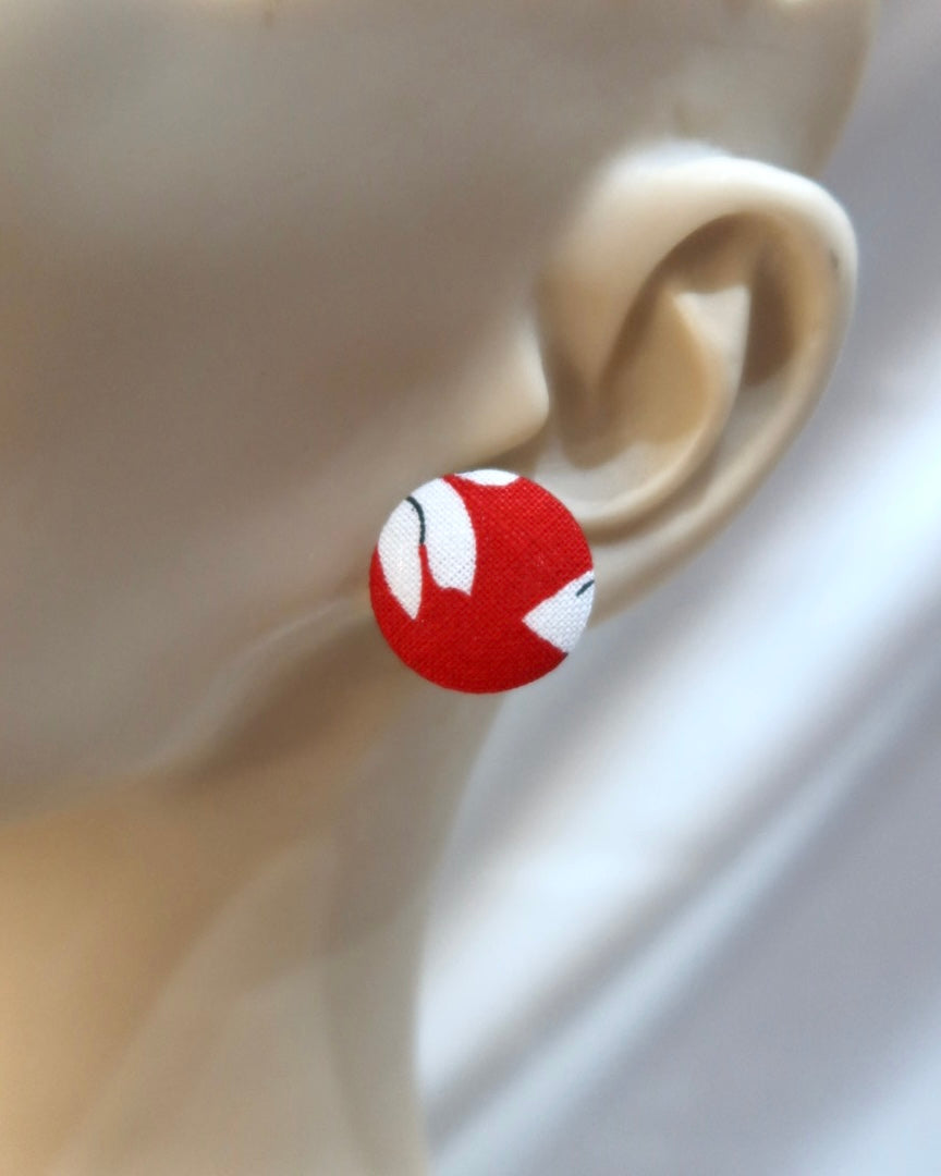 Medium Fabric Covered Stud Button Earrings