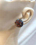 Medium Fabric Covered Stud Button Earrings