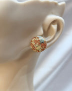 Medium Fabric Covered Stud Button Earrings