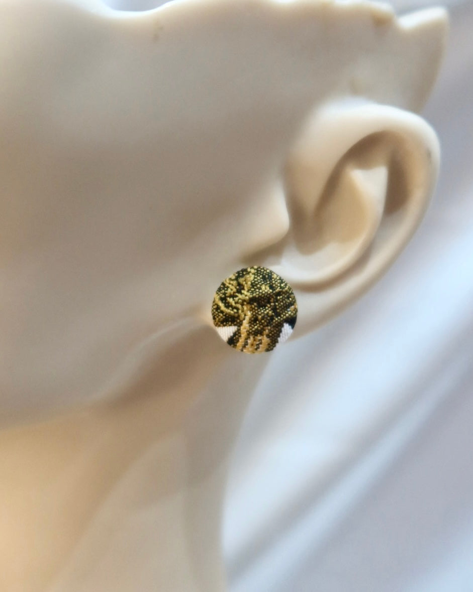 Small Fabric Covered Stud Button Earrings