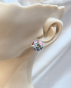 Small Fabric Covered Stud Button Earrings