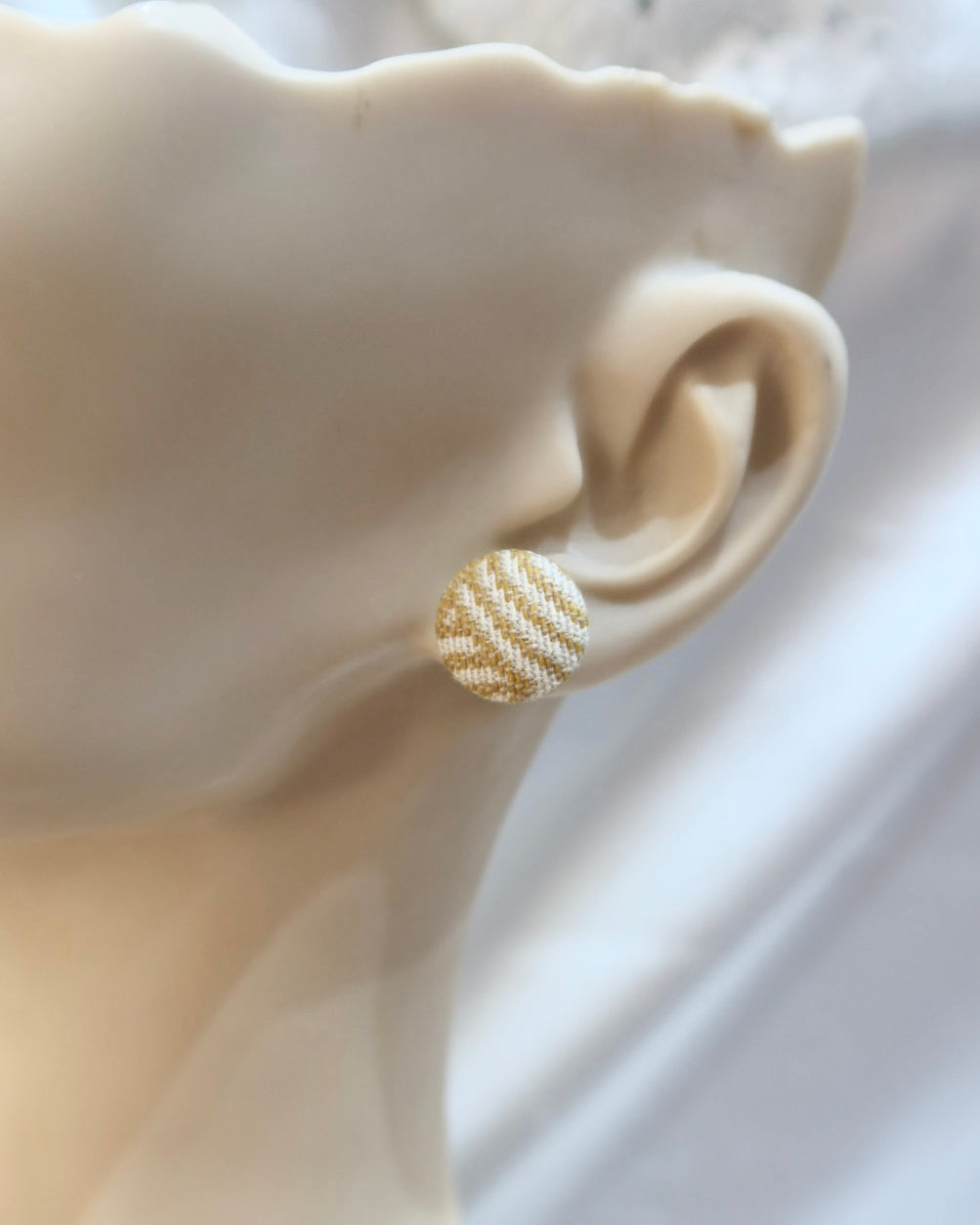 Small Fabric Covered Stud Button Earrings