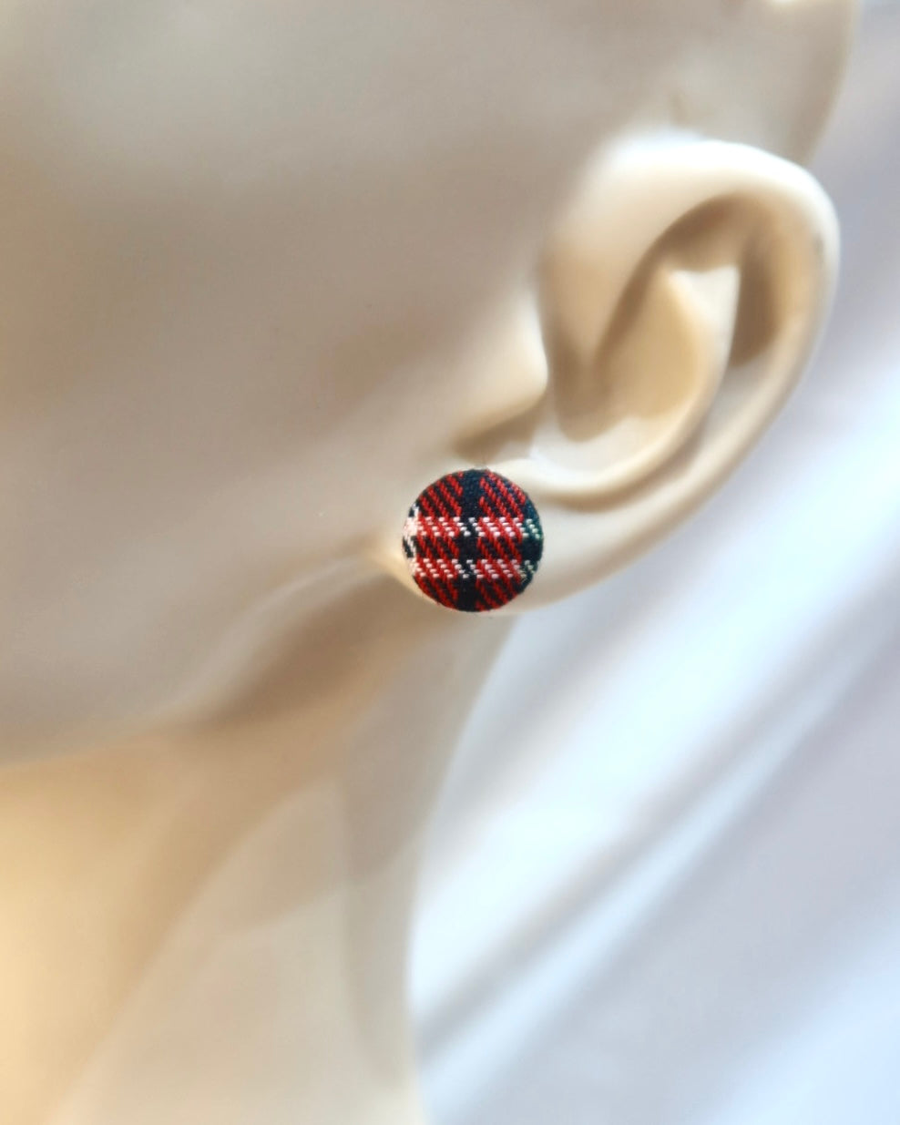 XSmall Fabric Covered Stud Button Earrings