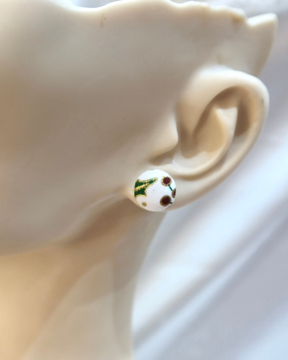 XSmall Fabric Covered Stud Button Earrings