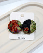 Large Fabric Covered Stud Button Earrings