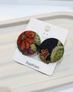 Large Fabric Covered Stud Button Earrings