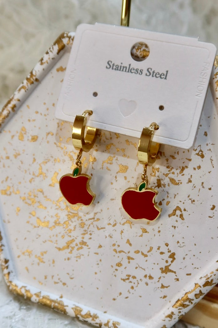 Σκουλαρίκια ατσάλι σε χρυσό χρώμα μήλο