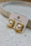 Σκουλαρίκια ατσάλι σε χρυσό χρώμα πέρλα κλιπ