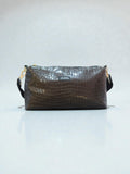 Kallia / Brown medium croc-effect baguette bag