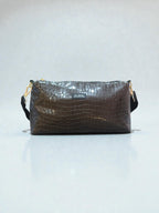 Kallia / Brown medium croc-effect baguette bag