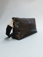 Kallia / Brown medium croc-effect baguette bag