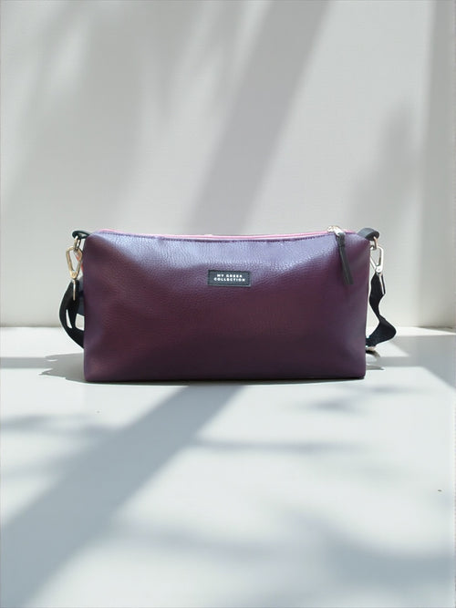 Kallia / reversible baguette bag blue with stars and purple