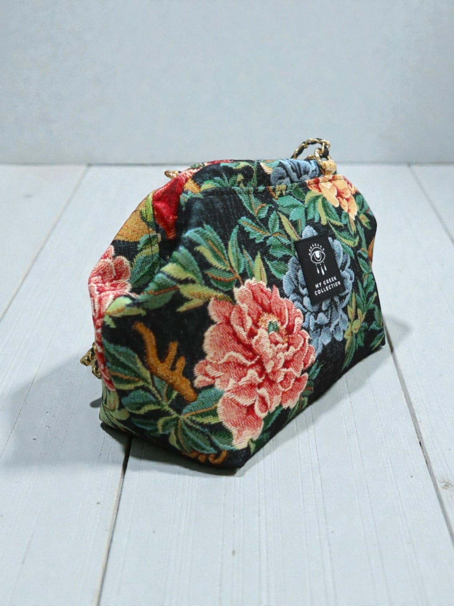 Thalia / Medium frame bag Green flowers